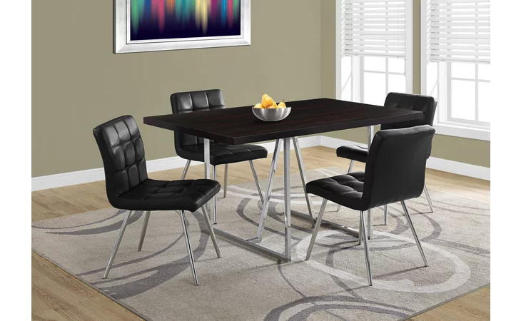 I1064 DINING TABLE - 36 X 60  - ESPRESSO - CHROME METAL MONARCH SPECIALTIES  I1064