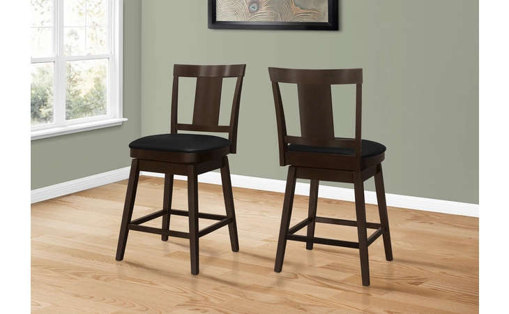 I1231 BARSTOOL - 2PCS - 39 H - ESPRESSO - SWIVEL COUNTER HEIGHT MONARCH SPECIALTIES  I1231