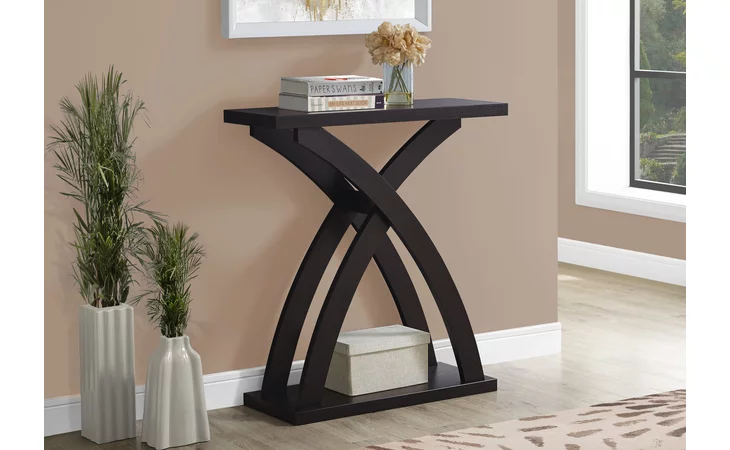 I2408 ACCENT TABLE - 32 L - ESPRESSO HALL CONSOLE MONARCH SPECIALTIES  I2408