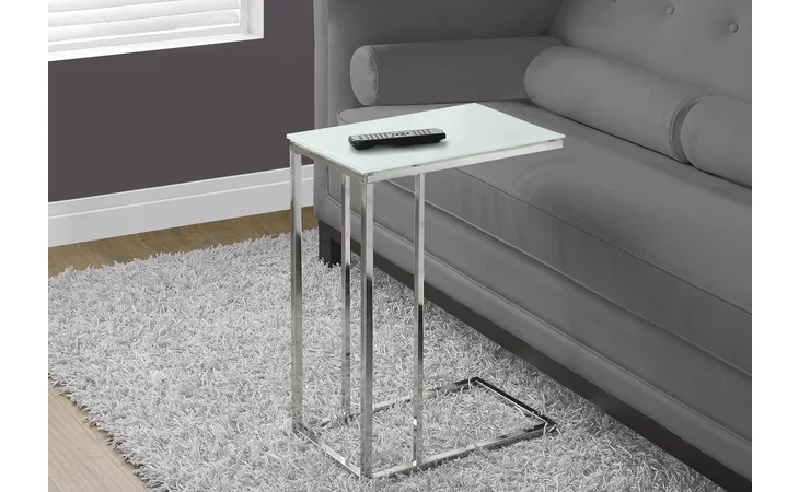 I3000  ACCENT TABLE - CHROME METAL WITH FROSTED TEMPERED GLASS