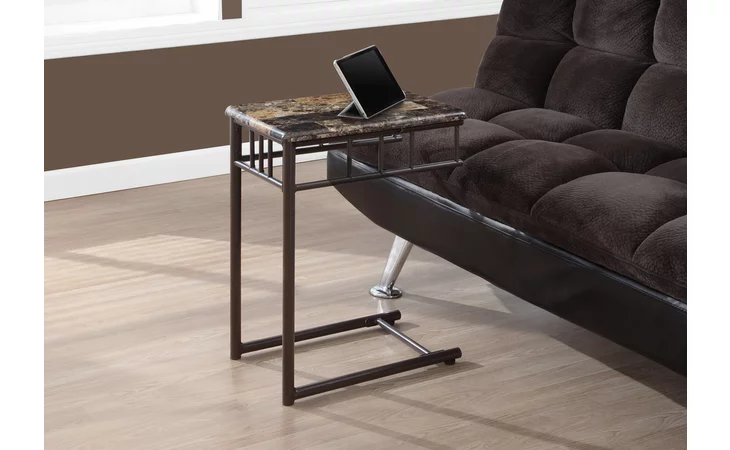 I3043 ACCENT TABLE - ESPRESSO MARBLE / BRONZE METAL MONARCH SPECIALTIES  I3043