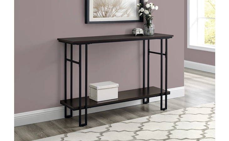 I3578 ACCENT TABLE - 48 L - ESPRESSO - BLACK METAL HALL CONSOLE MONARCH SPECIALTIES  I3578