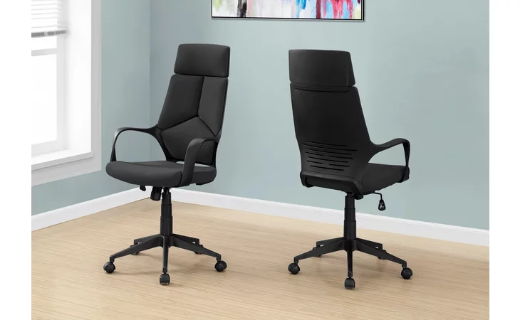 I7272 OFFICE CHAIR - BLACK / BLACK FABRIC / HIGH BACK EXECUTIVE MONARCH SPECIALTIES  I7272