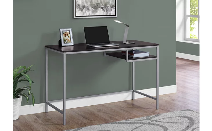 I7369 COMPUTER DESK - 48 L - ESPRESSO - SILVER METAL MONARCH SPECIALTIES  I7369