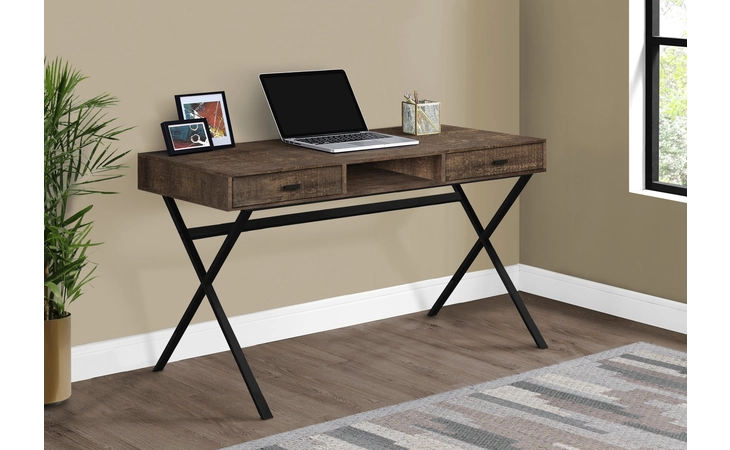 I7447  COMPUTER DESK - 48 L - BROWN RECLAIMED WOOD - BLACK METAL