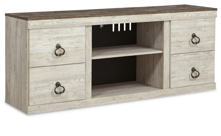 Willowton LG TV STAND W/FIREPLACE OPTION ASHLEY Whitewash EW0267-268