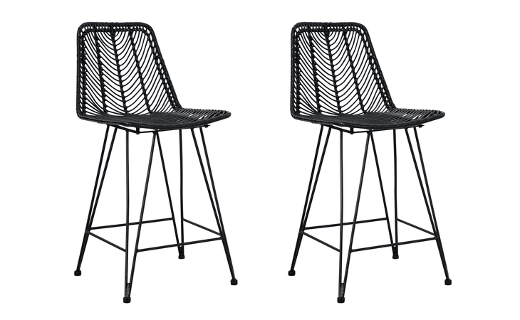 Angentree UPHOLSTERED BARSTOOL (2/CN) ASHLEY Natural/Black D434-124