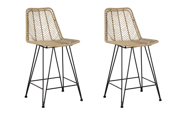 Angentree UPHOLSTERED BARSTOOL (2/CN) ASHLEY Natural/Black D434-224