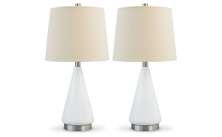 Ackson CERAMIC TABLE LAMP (2/CN) ASHLEY White/Silver Finish L177954