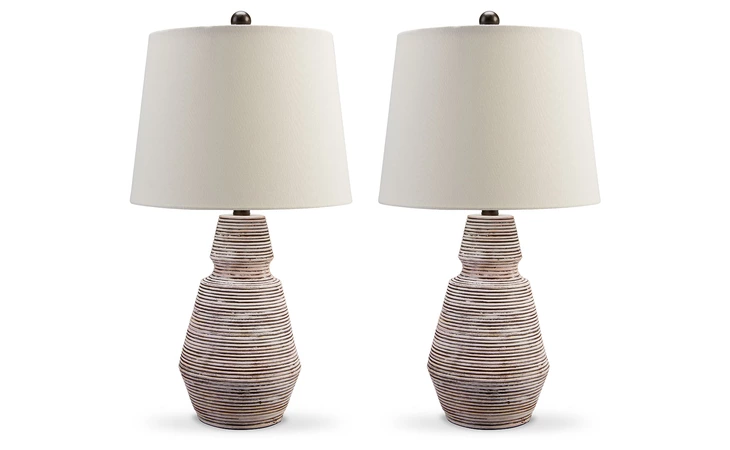 Jairburns POLY TABLE LAMP (2/CN) ASHLEY Brick Red/White L243284