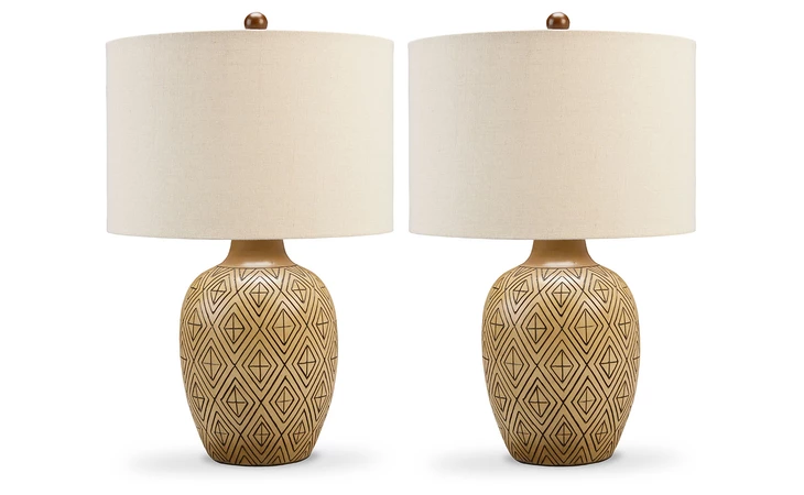 Jairgan POLY TABLE LAMP (2/CN) ASHLEY Tan/Black L243294