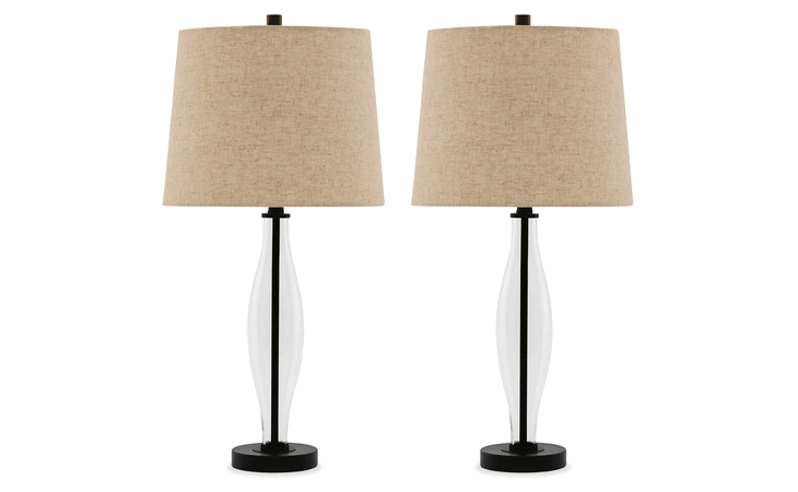 Travisburg GLASS TABLE LAMP (2/CN) ASHLEY Clear/Black L430814