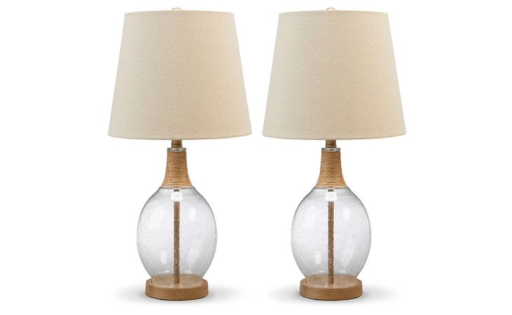 Clayleigh GLASS TABLE LAMP (2/CN) ASHLEY Clear/Brown L431564