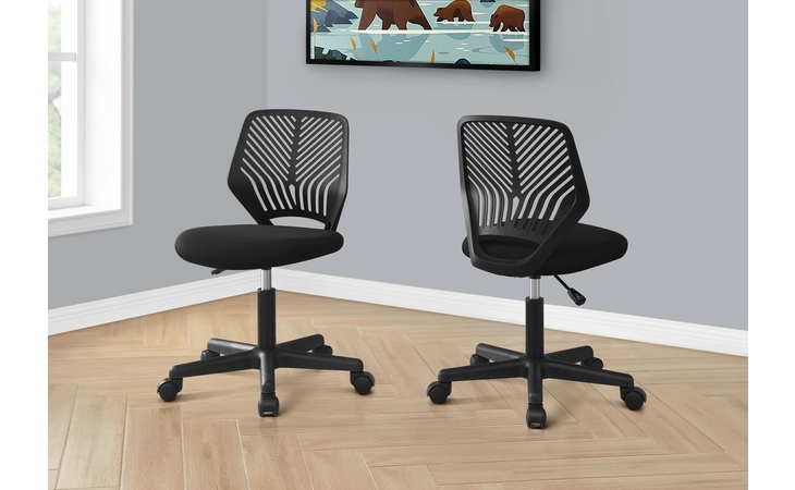 I7336 OFFICE CHAIR - BLACK JUVENILE / BLACK BASE ON CASTORS MONARCH SPECIALTIES  I7336