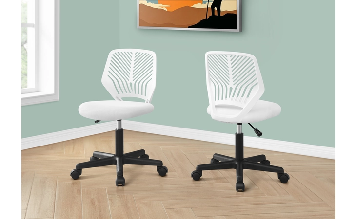 I7338  OFFICE CHAIR - WHITE JUVENILE / BLACK BASE ON CASTORS