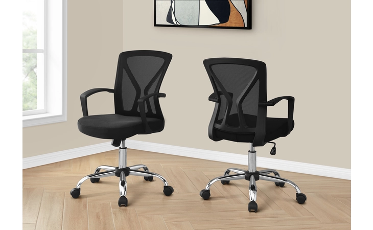 I7460  OFFICE CHAIR - BLACK / CHROME BASE ON CASTORS