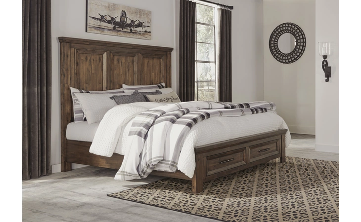 Royard KING PANEL RAILS W/ROLL SLATS ASHLEY Warm Brown B765-97