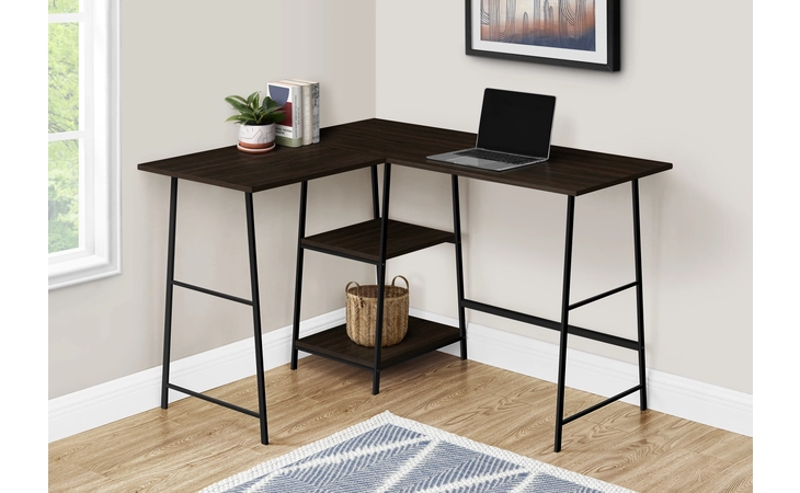 I7590 COMPUTER DESK - 48 L - ESPRESSO TOP - BLACK METAL CORNER MONARCH SPECIALTIES  I7590
