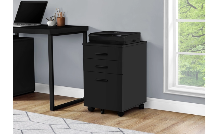 I7781 FILING CABINET - 3 DRAWER / BLACK ON CASTORS MONARCH SPECIALTIES  I7781