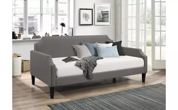 300636  OLIVIA UPHOLSTERED TWIN DAYBED WITH NAILHEAD TRIM