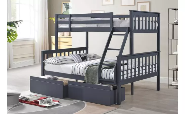 TFDG  TWIN OVER FULL BUNK BED DARK GRAY