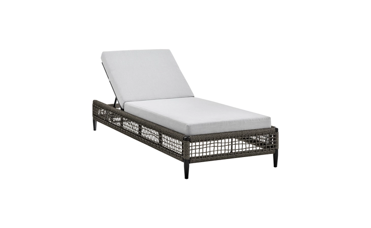 LCAFLOBL ALEGRIA OUTDOOR PATIO ADJUSTABLE CHAISE LOUNGE CHAIR IN ALUMINUM WITH GRAY ROPE AND CUSHIONS ARMEN LIVING  LCAFLOBL