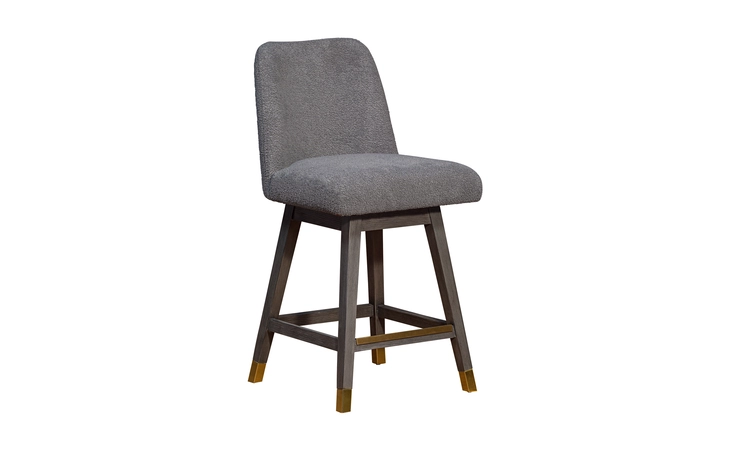 LCAABADGRY26  AMELIA SWIVEL COUNTER STOOL IN GRAY OAK WOOD FINISH WITH GRAY BOUCLE FABRIC