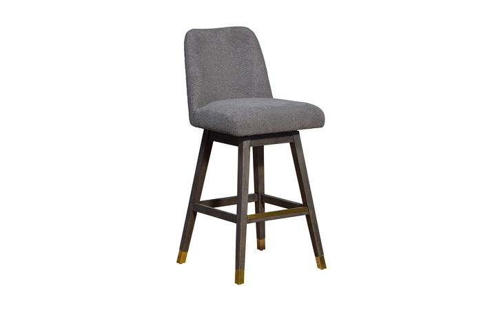 LCAABADGRY30  AMELIA SWIVEL BAR STOOL IN GRAY OAK WOOD FINISH WITH GRAY BOUCLE FABRIC