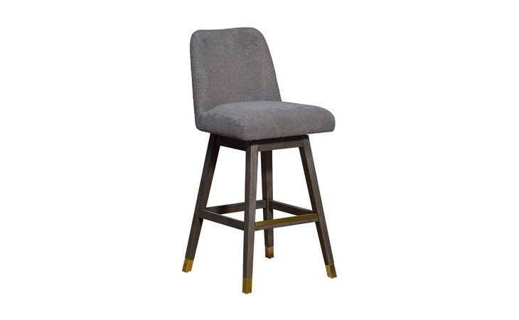 LCAABADGRY30 AMELIA SWIVEL BAR STOOL IN GRAY OAK WOOD FINISH WITH GRAY BOUCLE FABRIC ARMEN LIVING  LCAABADGRY30