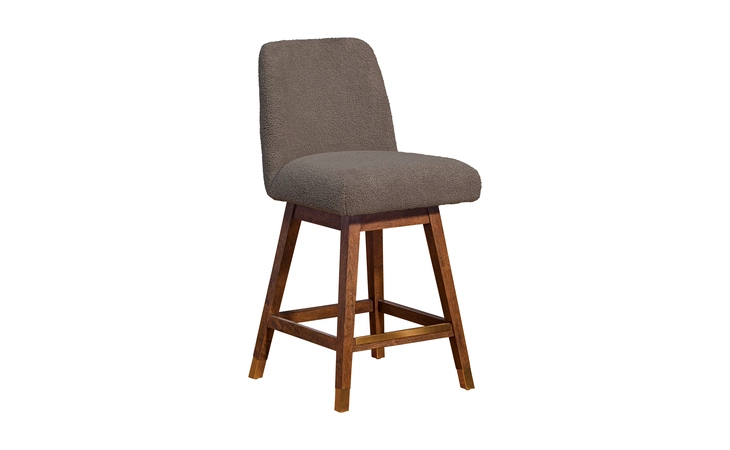 LCAABABRNTP26  AMELIA SWIVEL COUNTER STOOL IN BROWN OAK WOOD FINISH WITH TAUPE BOUCLE FABRIC