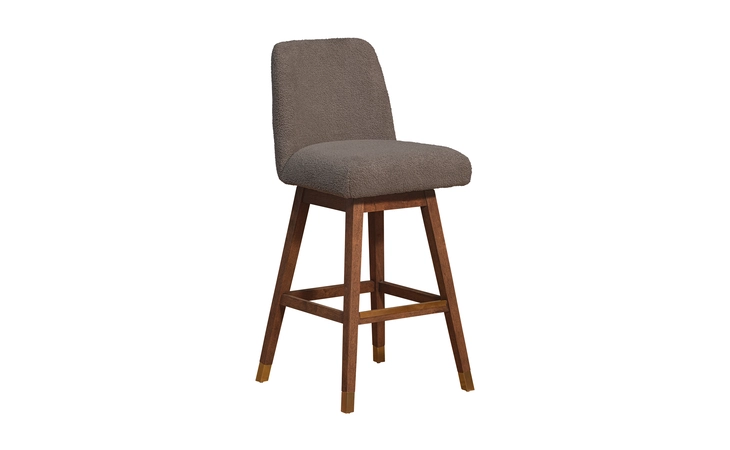 LCAABABRNTP30  AMELIA SWIVEL BAR STOOL IN BROWN OAK WOOD FINISH WITH TAUPE BOUCLE FABRIC
