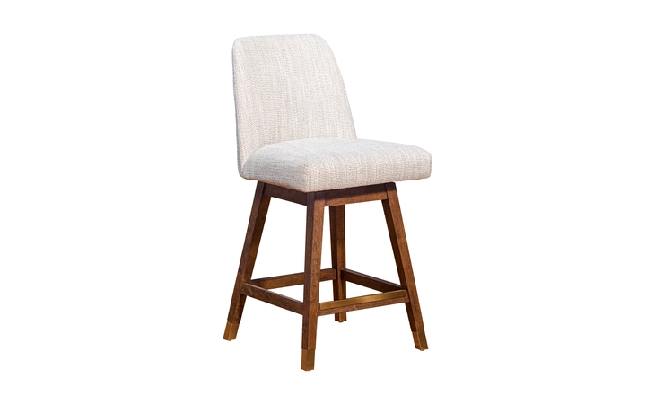 LCAABABRNBG26  AMELIA SWIVEL COUNTER STOOL IN BROWN OAK WOOD FINISH WITH BEIGE FABRIC