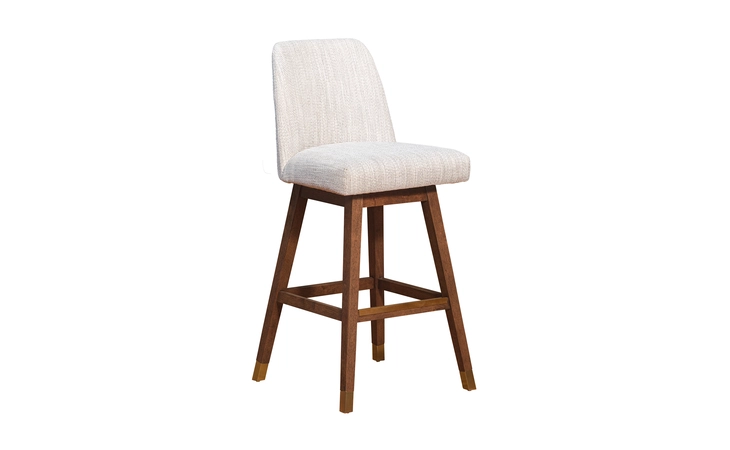 LCAABABRNBG30  AMELIA SWIVEL BAR STOOL IN BROWN OAK WOOD FINISH WITH BEIGE FABRIC