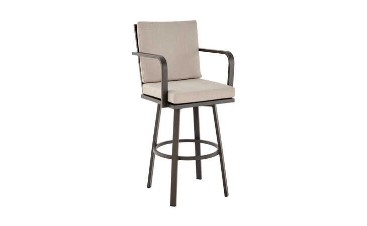 LCBAARDBRN30  ARNAULD 30 OUTDOOR PATIO BAR STOOL IN BROWN ALUMINUM WITH CUSHIONS