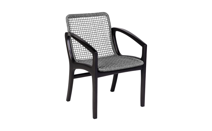 LCBECHGRY  BECKHAM OUTDOOR PATIO DINING CHAIR IN DARK EUCALYPTUS WOOD AND GRAY ROPE