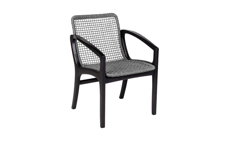 LCBECHGRY BECKHAM OUTDOOR PATIO DINING CHAIR IN DARK EUCALYPTUS WOOD AND GRAY ROPE ARMEN LIVING  LCBECHGRY
