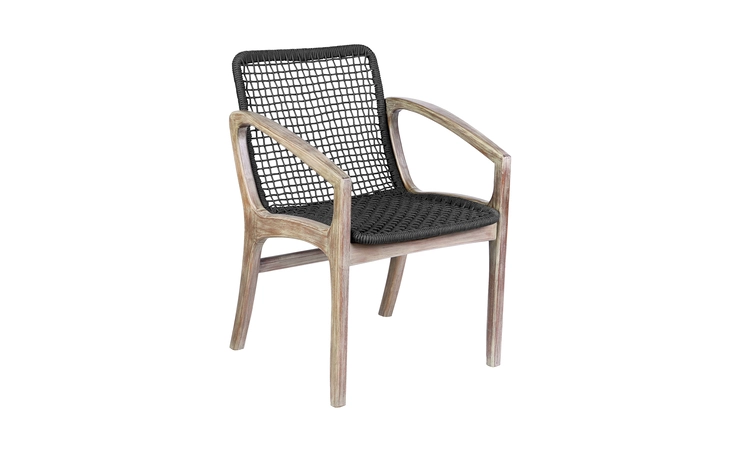 LCBECHDKGRY BECKHAM OUTDOOR PATIO DINING CHAIR IN LIGHT EUCALYPTUS WOOD AND CHARCOAL ROPE ARMEN LIVING  LCBECHDKGRY