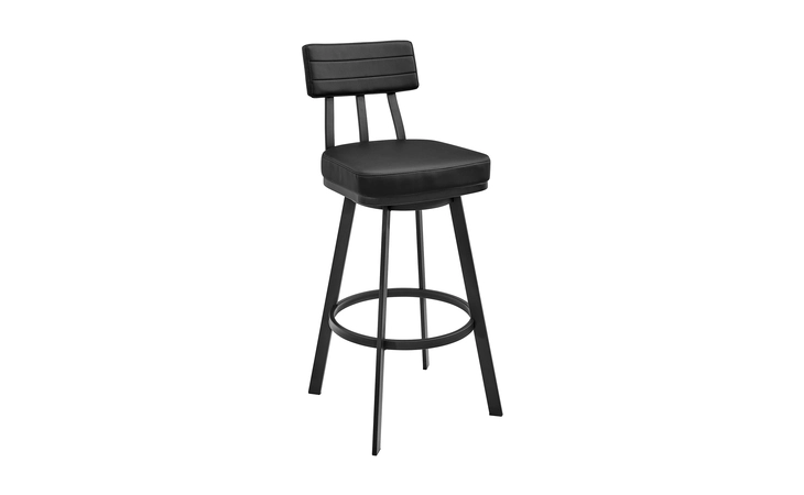 LCBEBABLK26  BENJAMIN SWIVEL COUNTER STOOL IN BLACK METAL WITH BLACK FAUX LEATHER