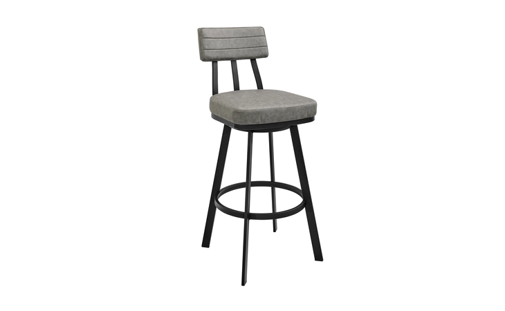 LCBEBABLKVGRY26  BENJAMIN SWIVEL COUNTER STOOL IN BLACK METAL WITH GRAY FAUX LEATHER