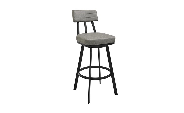 LCBEBABLKVGRY26 BENJAMIN SWIVEL COUNTER STOOL IN BLACK METAL WITH GRAY FAUX LEATHER ARMEN LIVING  LCBEBABLKVGRY26