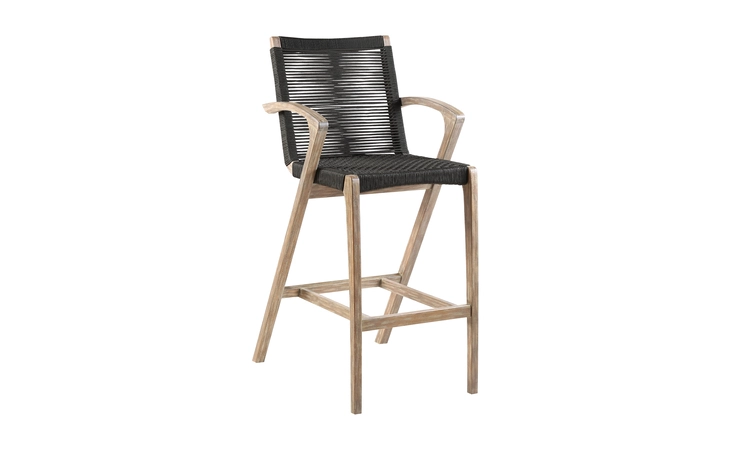 LCBLBACH26  BRIELLE OUTDOOR LIGHT EUCALYPTUS WOOD AND CHARCOAL ROPE COUNTER AND BAR HEIGHT STOOL