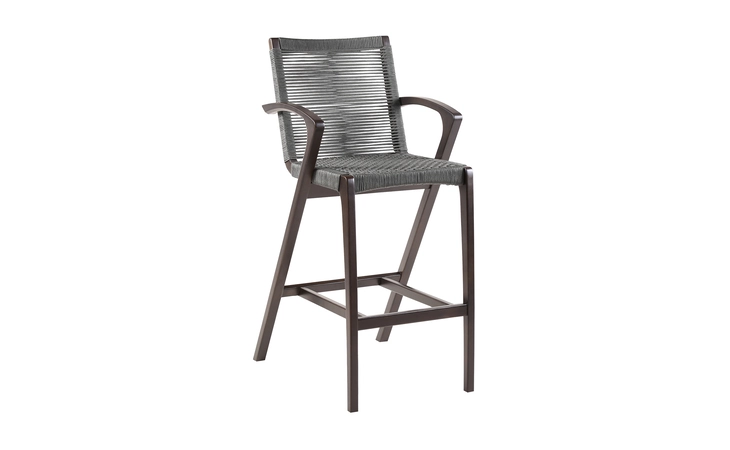 LCBLBAGR26  BRIELLE OUTDOOR DARK EUCALYPTUS WOOD AND GRAY ROPE COUNTER AND BAR HEIGHT STOOL