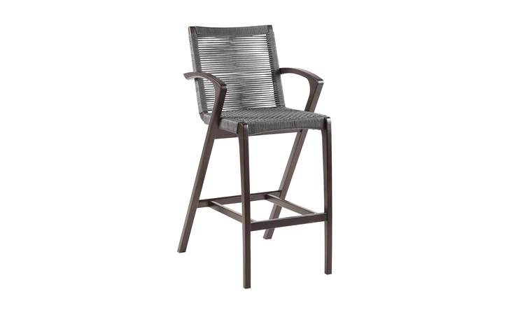 LCBLBAGR26 BRIELLE OUTDOOR DARK EUCALYPTUS WOOD AND GRAY ROPE COUNTER AND BAR HEIGHT STOOL ARMEN LIVING  LCBLBAGR26