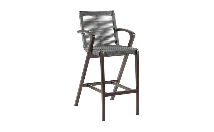 LCBLBAGR30  BRIELLE OUTDOOR DARK EUCALYPTUS WOOD AND GRAY ROPE COUNTER AND BAR HEIGHT STOOL