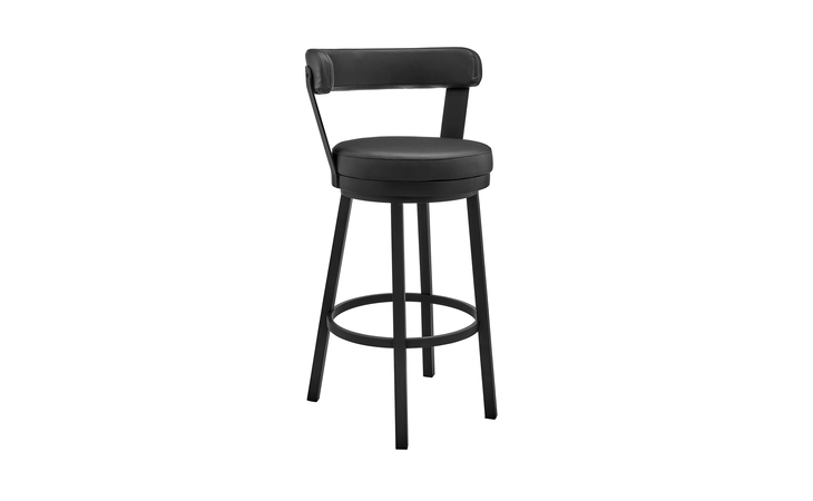 LCBYBABLBL26 BRYANT 26 COUNTER HEIGHT SWIVEL BAR STOOL IN BLACK FINISH AND BLACK FAUX LEATHER ARMEN LIVING  LCBYBABLBL26