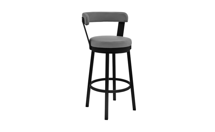 LCBYBABLGR30 BRYANT 30 BAR HEIGHT SWIVEL BAR STOOL IN BLACK FINISH AND GRAY FAUX LEATHER ARMEN LIVING  LCBYBABLGR30
