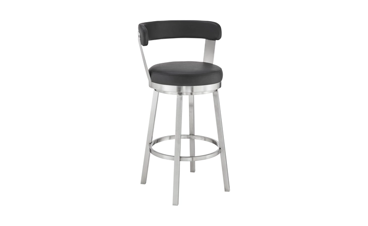 LCBYBABSBL30 BRYANT 30 BAR HEIGHT SWIVEL BAR STOOL IN BRUSHED STAINLESS STEEL FINISH AND BLACK FAUX LEATHER ARMEN LIVING  LCBYBABSBL30