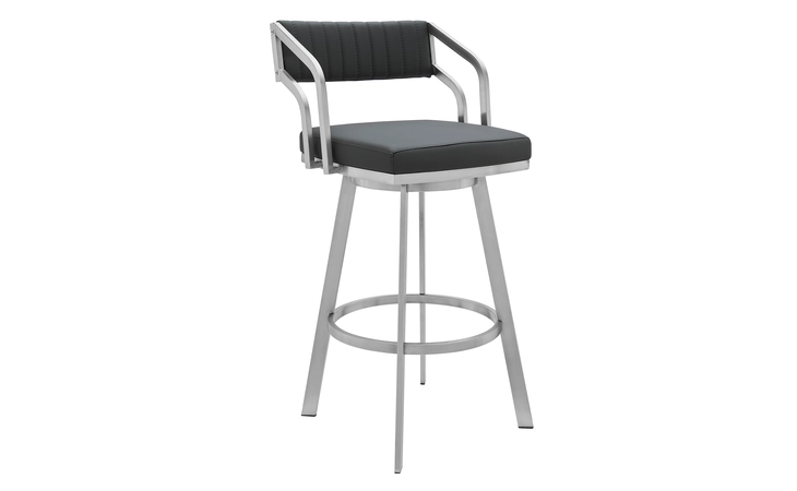 LCCPBABSSG30 CAPRI 30 SWIVEL MODERN BRUSHED STAINLESS STEEL AND SLATE GRAY FAUX LEATHER BARSTOOL ARMEN LIVING  LCCPBABSSG30