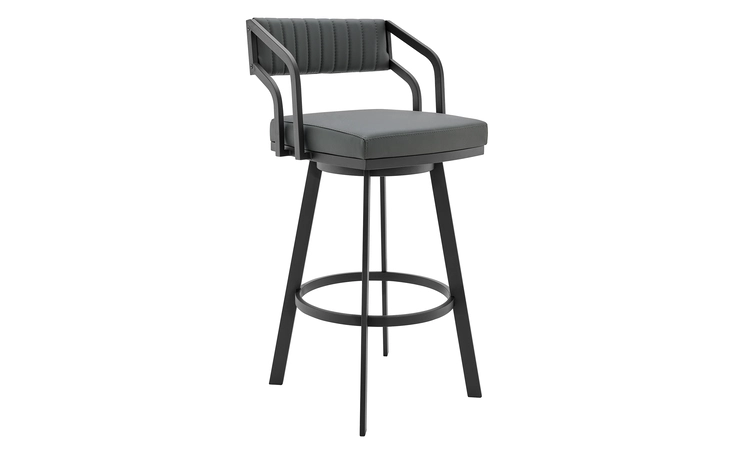 LCCPBABLSG26 CAPRI 26 SWIVEL MODERN BLACK METAL AND SLATE GRAY FAUX LEATHER BARSTOOL ARMEN LIVING  LCCPBABLSG26