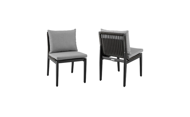 LCCCSIBL  CAYMAN OUTDOOR PATIO DINING CHAIRS IN ALUMINUM WITH GRAY CUSHIONS - SET OF 2